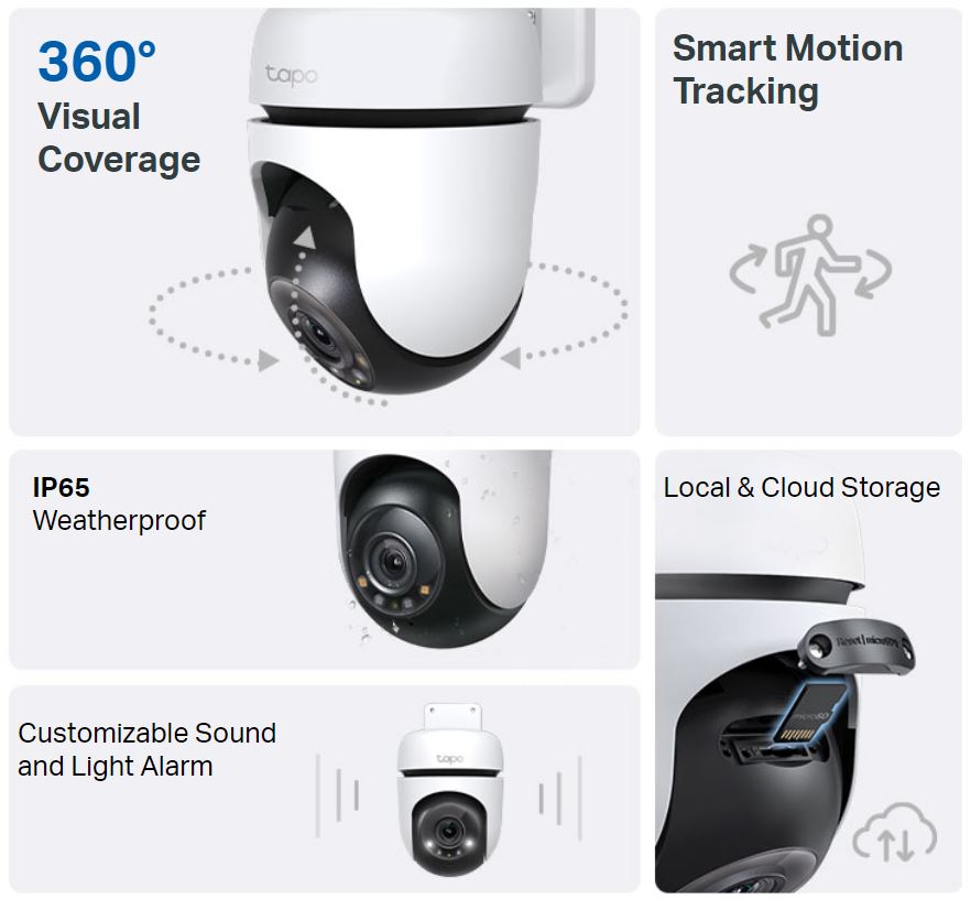TP-Link Tapo C510W 2K Outdoor Pan/Tilt Security Wi-Fi Camera